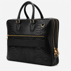 The Cortona Black Snake Leather Men’s Laptop Briefcase