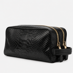 The Belluno Black Snake Leather Men’s Essentials Bag
