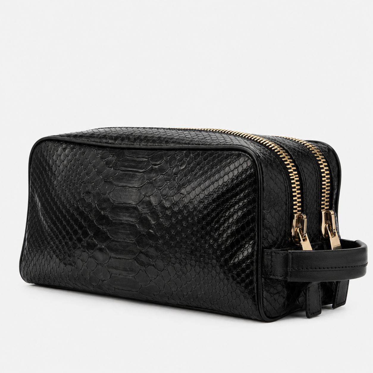 The Belluno Black Python Leather Men’s Essentials Bag