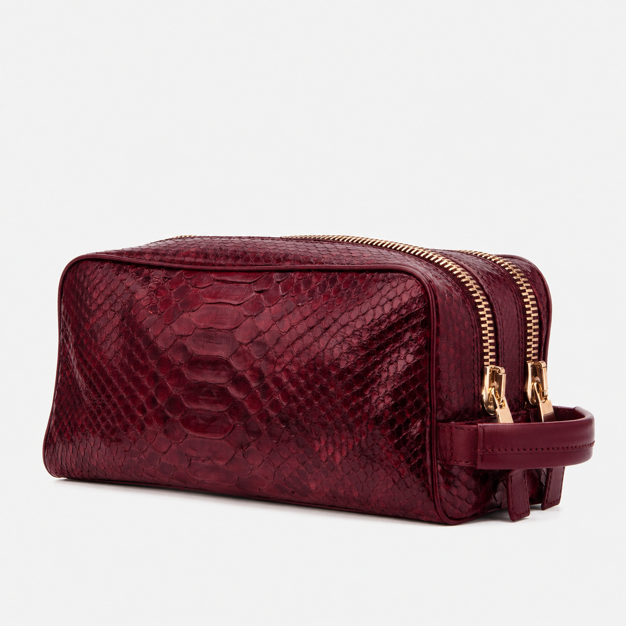 The Belluno Burgundy Snake Leather Men’s Essentials Bag