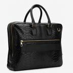 The Cortona Black Snake Leather Men’s Laptop Briefcase