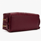 The Belluno Burgundy Snake Leather Men’s Essentials Bag