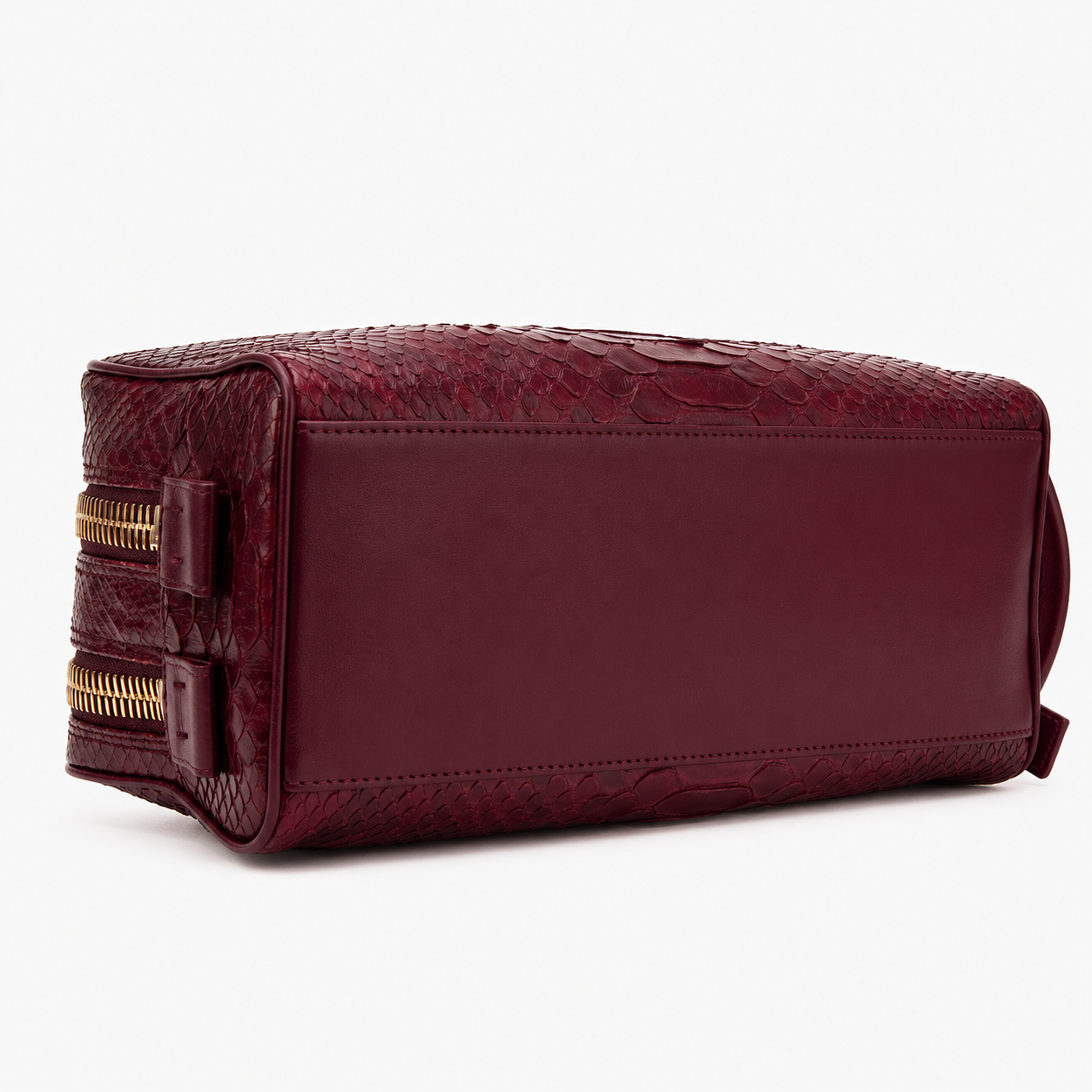 The Belluno Burgundy Snake Leather Men’s Essentials Bag