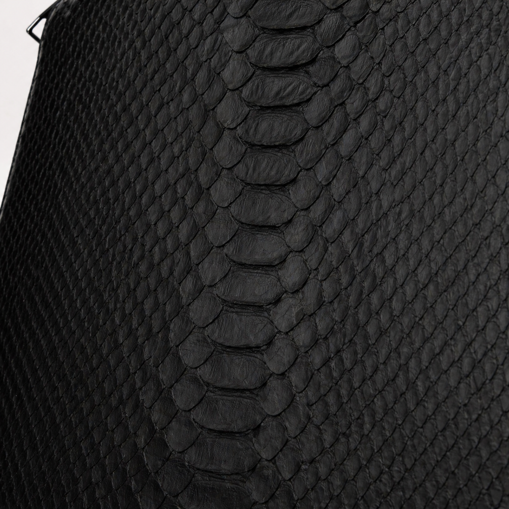 The Varese Black Hand-Painted Snake Leather 14” Laptop Portfolio
