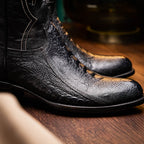 DENVER  Genuine Ostrich Leg Skin Cowboy Boot from the Western Collection Black