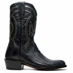 DENVER  Genuine Ostrich Leg Skin Cowboy Boot from the Western Collection Black