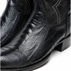 DENVER  Genuine Ostrich Leg Skin Cowboy Boot from the Western Collection Black