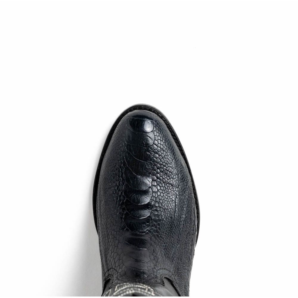 DENVER  Genuine Ostrich Leg Skin Cowboy Boot from the Western Collection Black