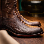 DENVER Genuine Ostrich Leg Skin Cowboy Boot from the Western CollectionClear Brown