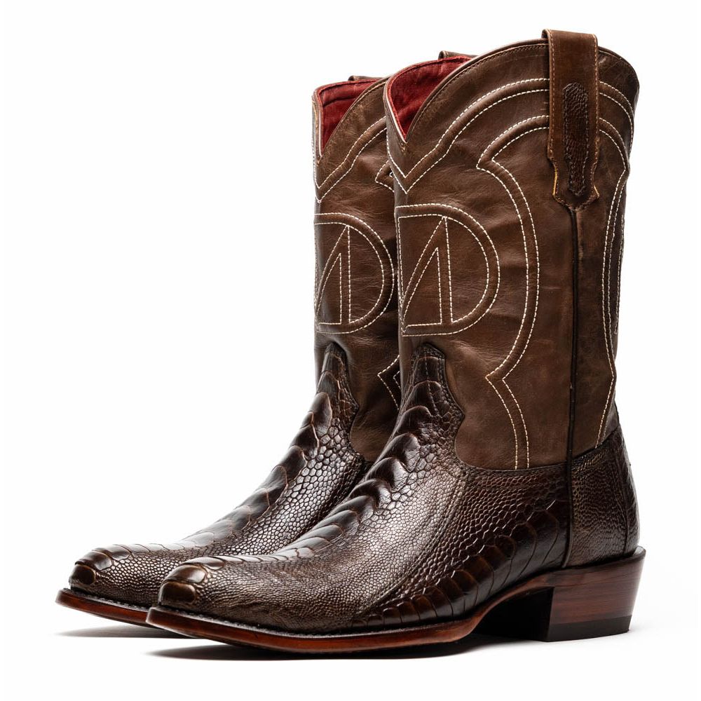 DENVER Genuine Ostrich Leg Skin Cowboy Boot from the Western CollectionClear Brown