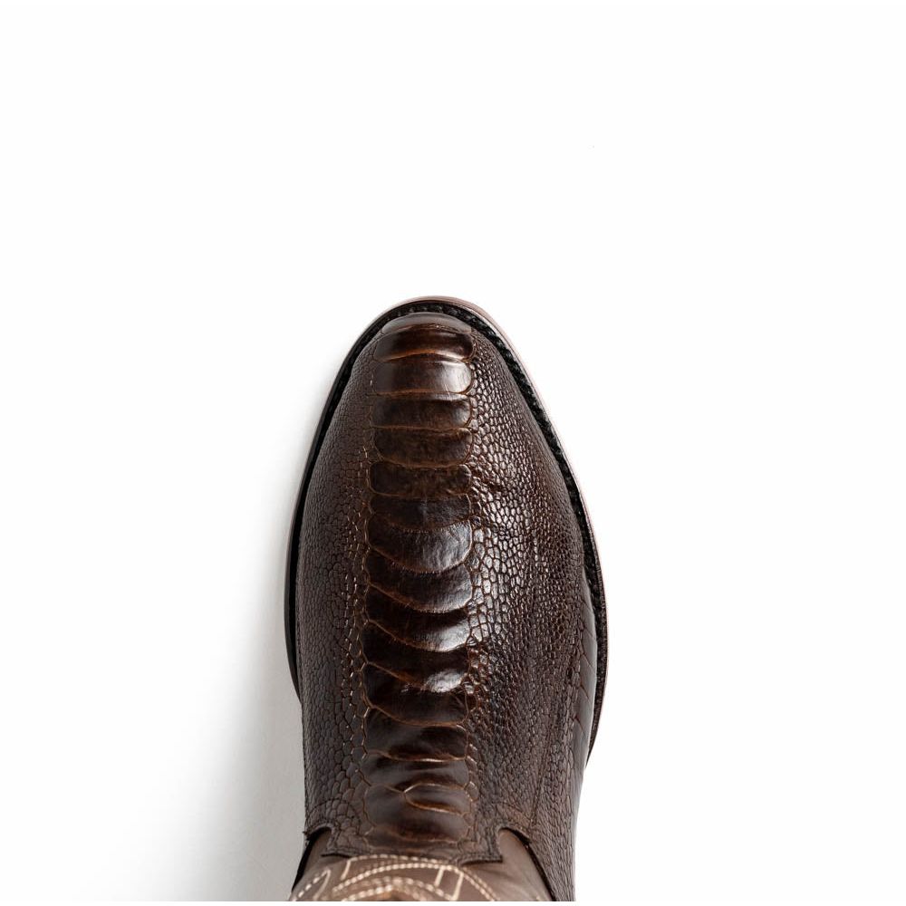 DENVER Genuine Ostrich Leg Skin Cowboy Boot from the Western CollectionClear Brown