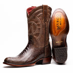 DENVER Genuine Ostrich Leg Skin Cowboy Boot from the Western CollectionClear Brown