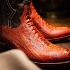 DENVER Genuine Ostrich Leg Skin Cowboy Boot from the Western Collection Cognac