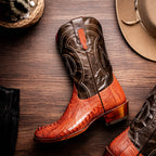 DENVER Genuine Ostrich Leg Skin Cowboy Boot from the Western Collection Cognac