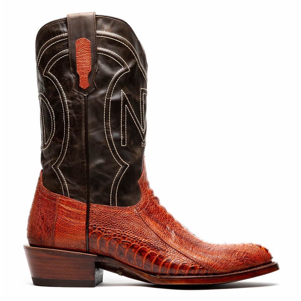 DENVER Genuine Ostrich Leg Skin Cowboy Boot from the Western Collection Cognac