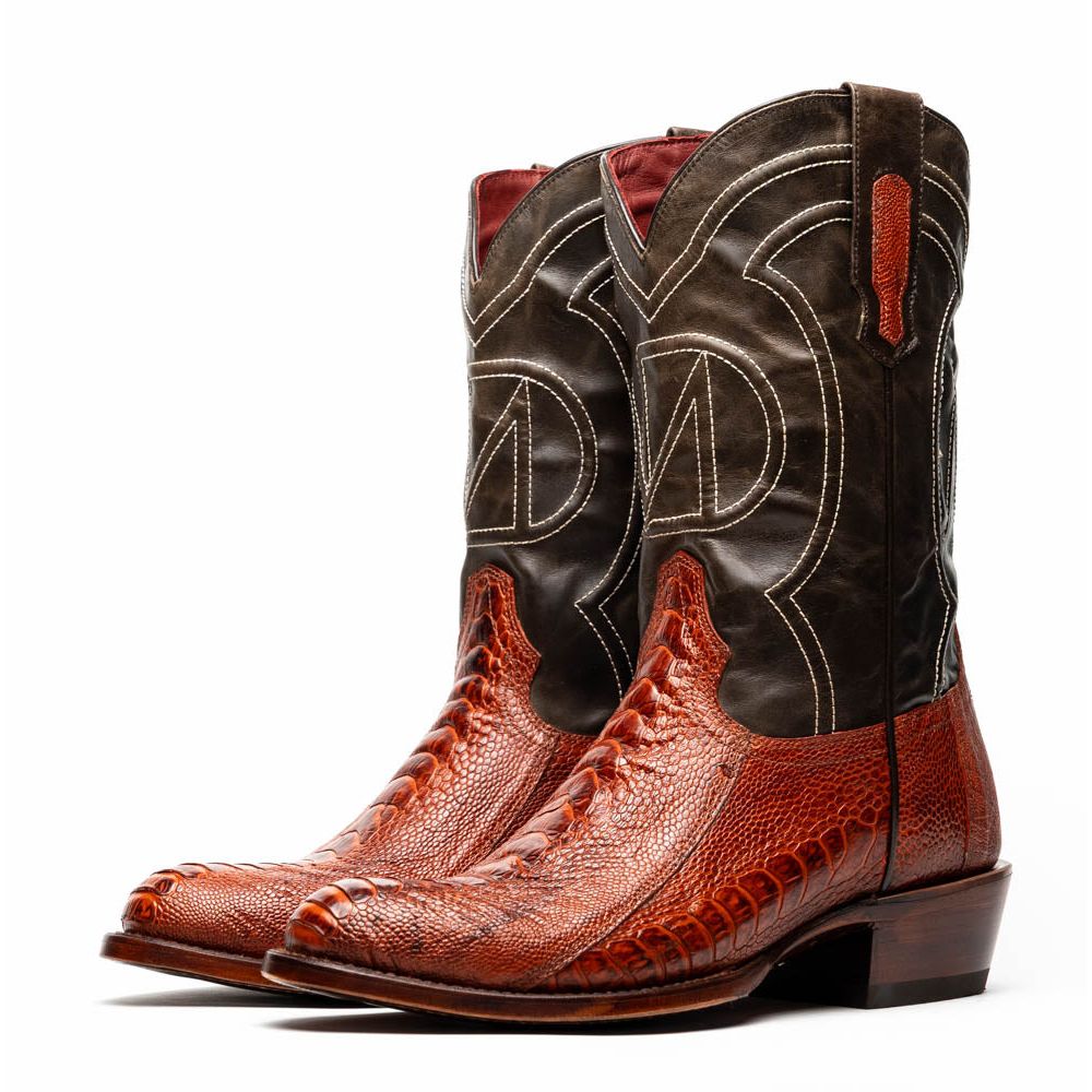 DENVER Genuine Ostrich Leg Skin Cowboy Boot from the Western Collection Cognac