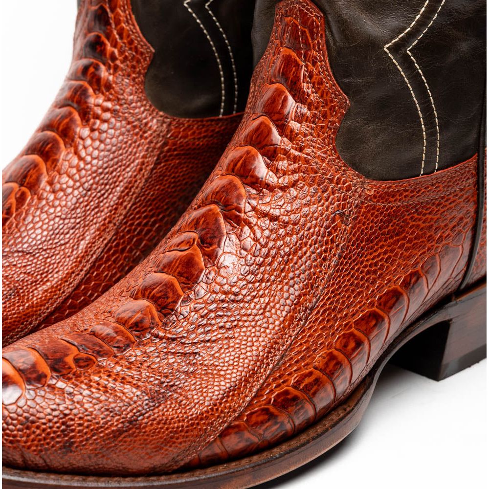 DENVER Genuine Ostrich Leg Skin Cowboy Boot from the Western Collection Cognac