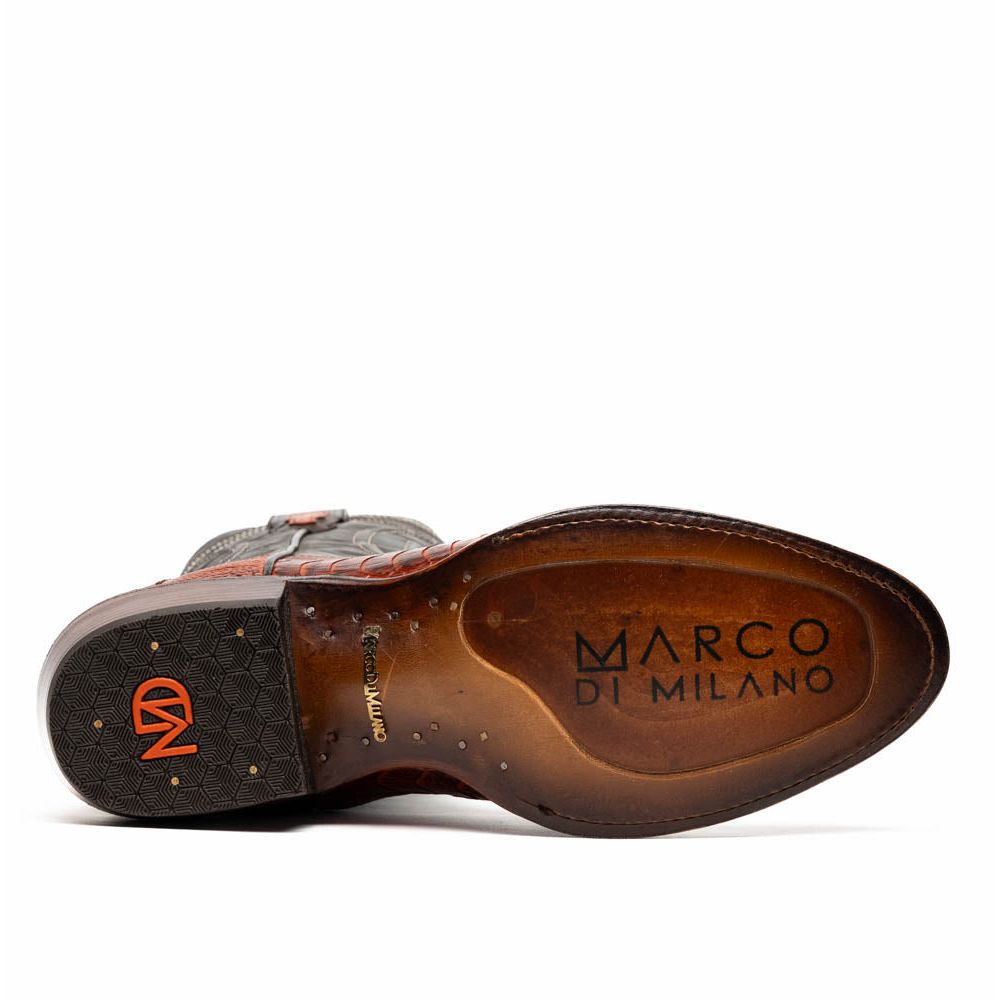 DENVER Genuine Ostrich Leg Skin Cowboy Boot from the Western Collection Cognac