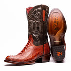 DENVER Genuine Ostrich Leg Skin Cowboy Boot from the Western Collection Cognac
