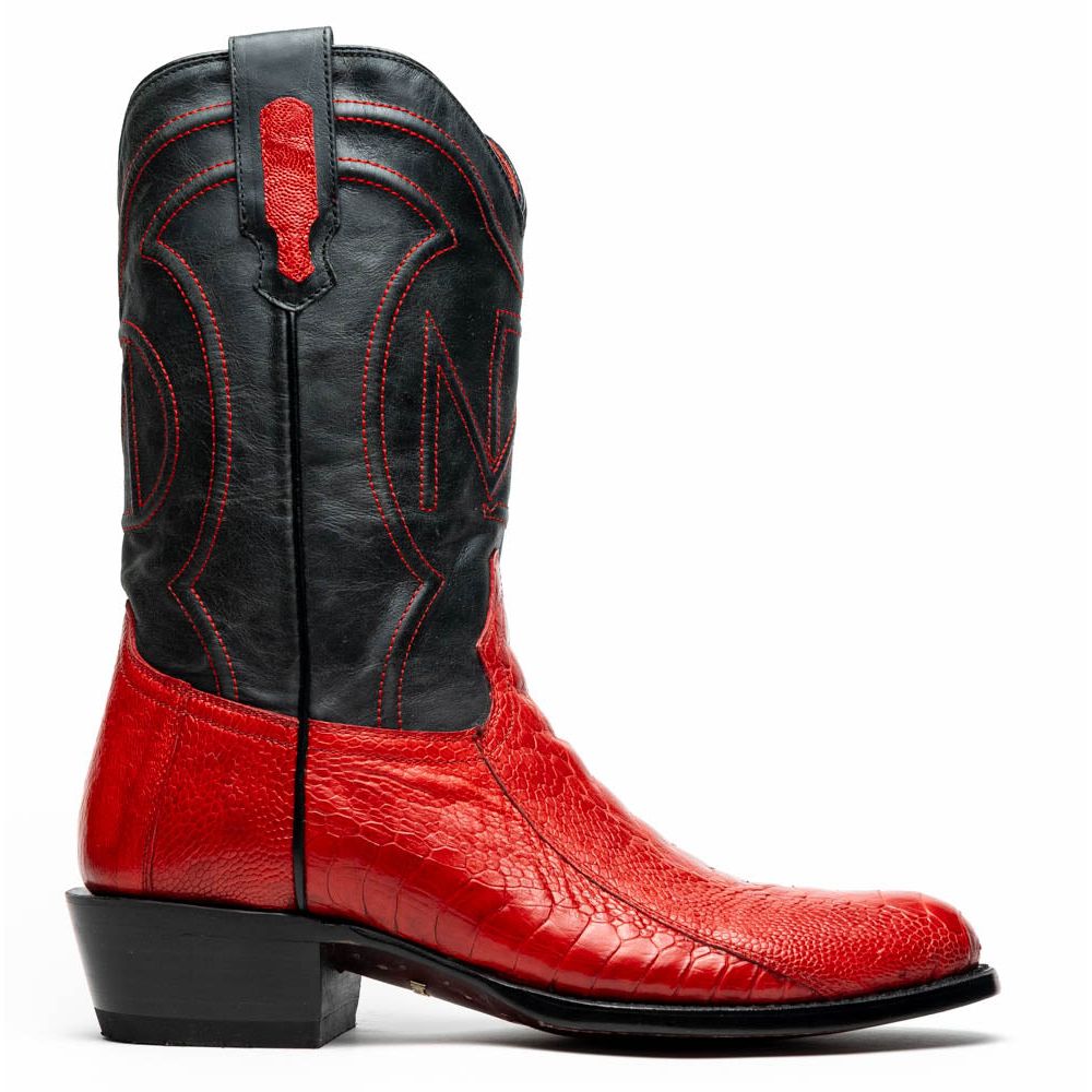 DENVER Genuine Ostrich Leg Skin Cowboy Boot from the Western Collection Red