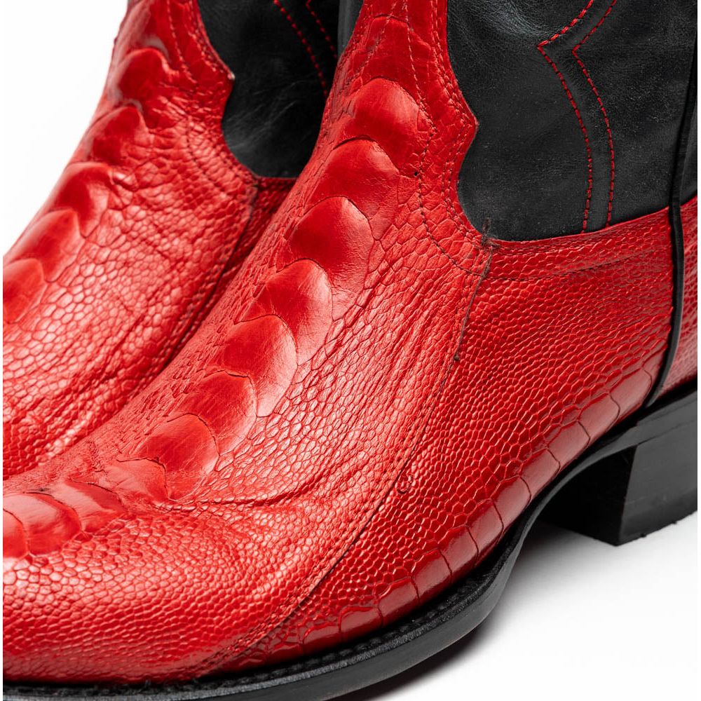 DENVER Genuine Ostrich Leg Skin Cowboy Boot from the Western Collection Red