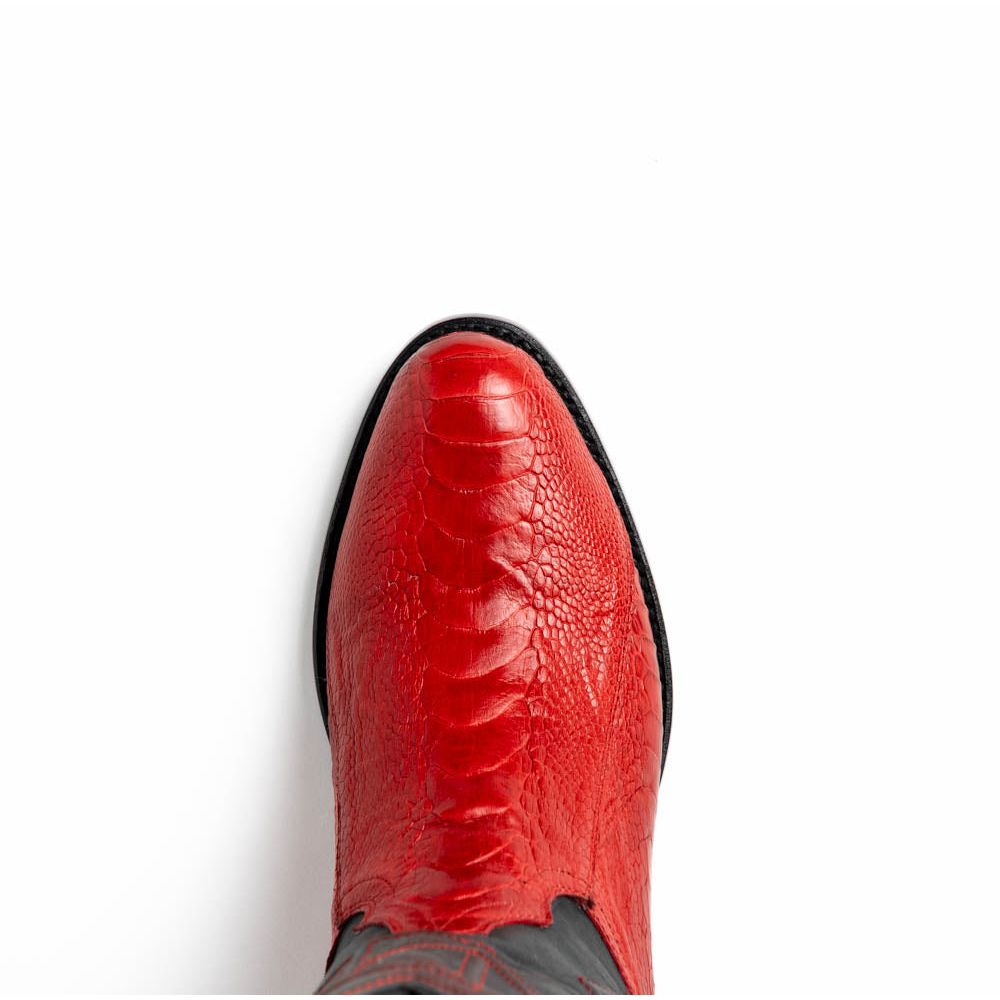 DENVER Genuine Ostrich Leg Skin Cowboy Boot from the Western Collection Red