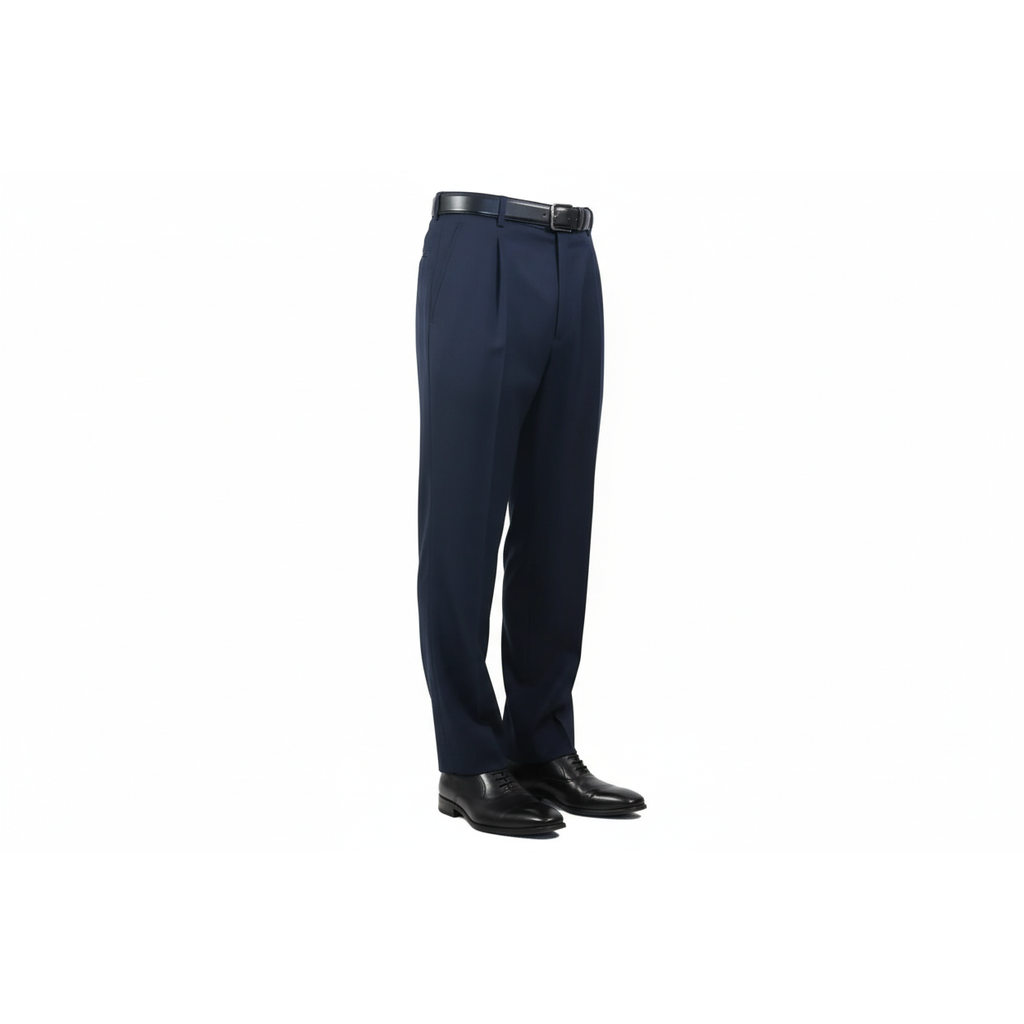 Men's Apollo King Slacks Single Pleated Semi Wide Leg DM22 Navy Size 38