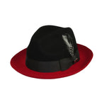 Men BENTLY Hat Australian Wool Fedora Damien Collection DM750 Black/Red