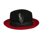 Men BENTLY Hat Australian Wool Fedora Damien Collection DM750 Black/Red
