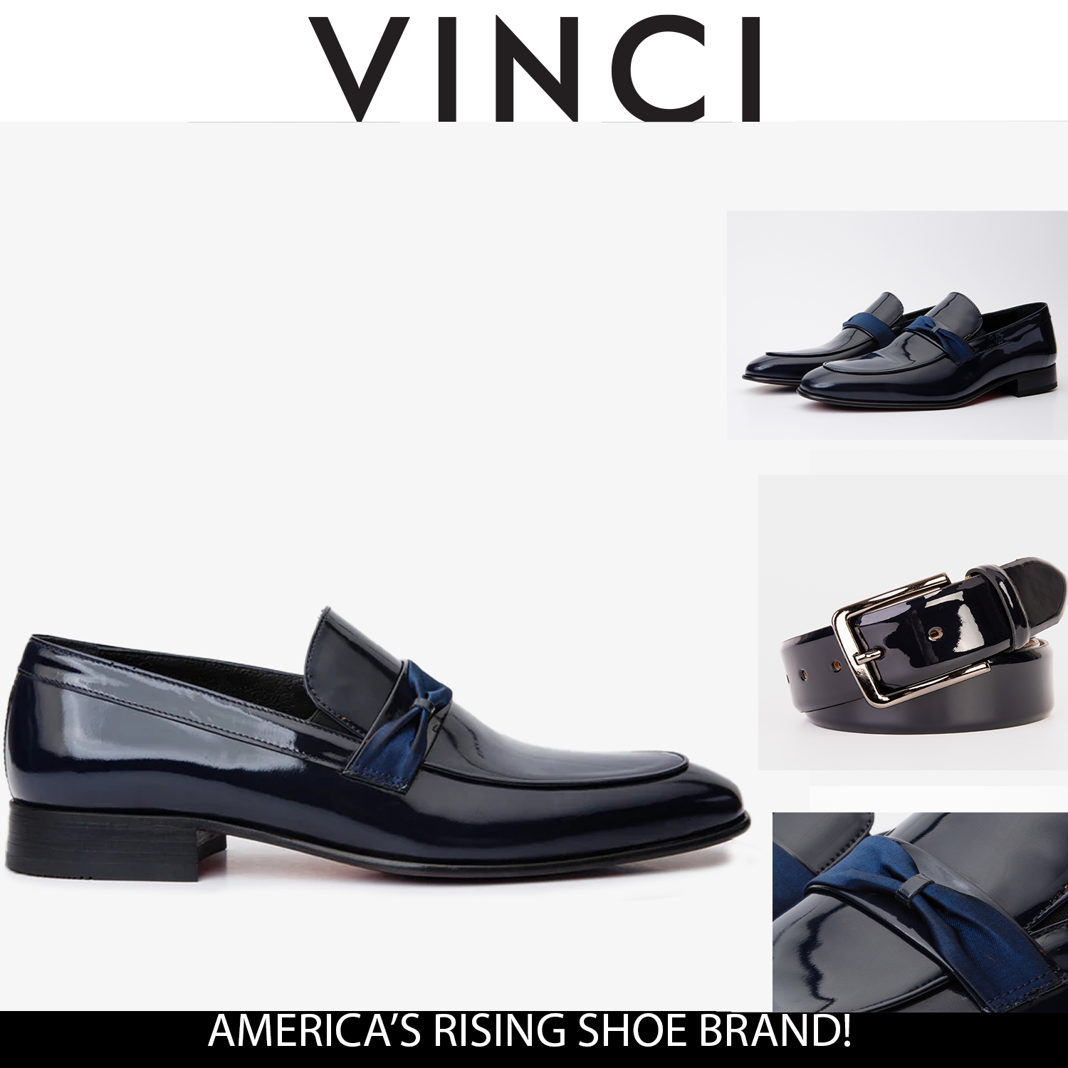 Vinci The Dodoma Navy Patent Leather Loafer Men Shoes