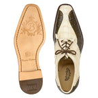 Belvedere Domenico Shoes Genuine Caiman Crocodile Lace Up Two-Tone Bone Olive
