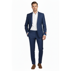 Men's ENZO Linen Spring Summer Suit Light Weight Breathable E58302-2 Navy Blue