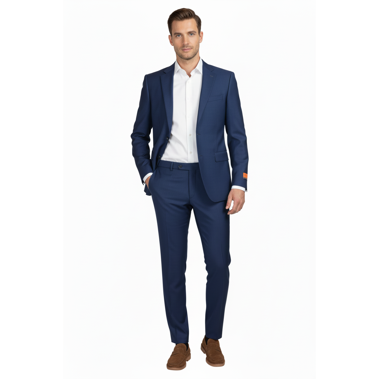 Men's ENZO Linen Spring Summer Suit Light Weight Breathable E58302-2 Navy Blue
