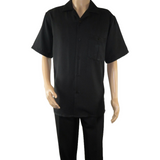 Men 2pc Walking Leisure Suit Short Sleeves By DREAMS 256-00 Black New