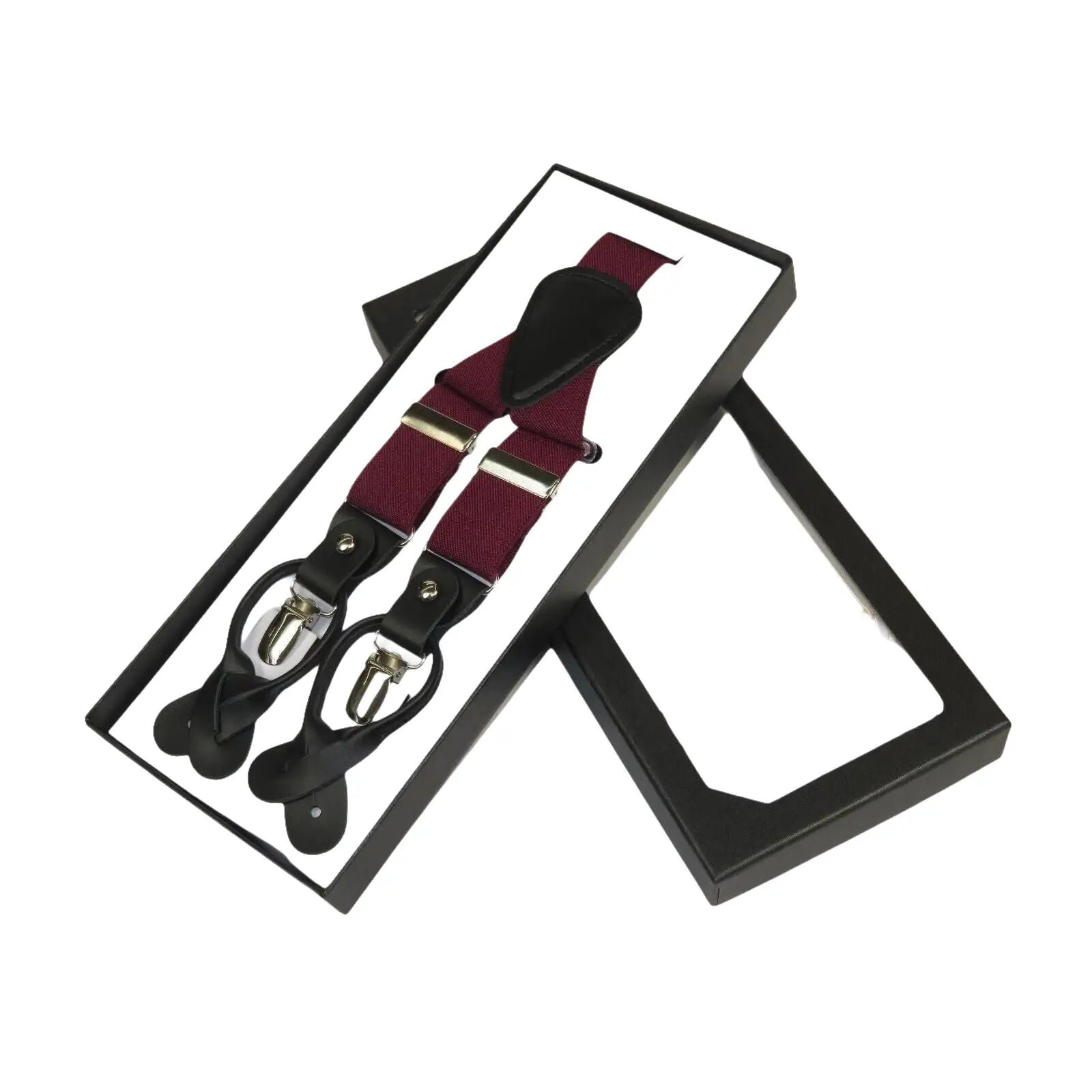 ELEGANT Suspenders Clip on and Button Option for Slacks or Suit Pants Burgundy - J.Valintin Men's Wear Legend - 80108
