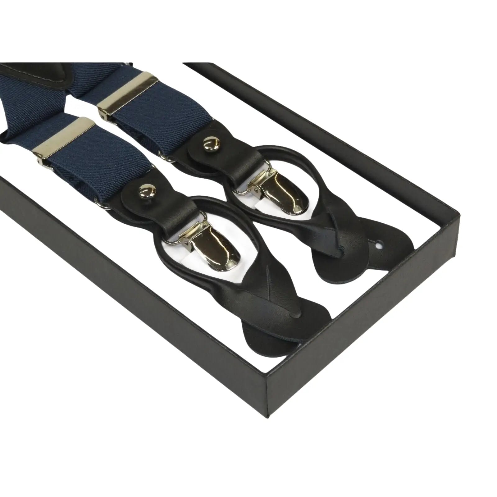 ELEGANT Suspenders Clip on and Button Option for Slacks or Suit Pants Navy Blue - J.Valintin Men's Wear Legend - 80112