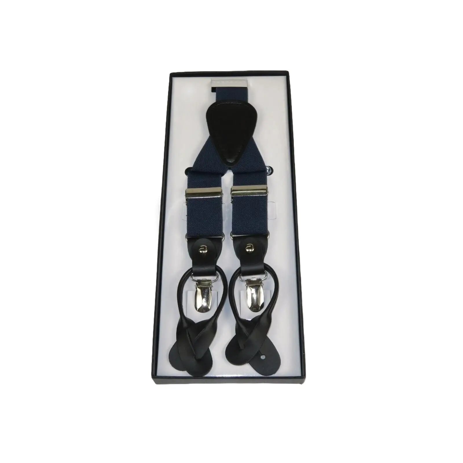ELEGANT Suspenders Clip on and Button Option for Slacks or Suit Pants Navy Blue - J.Valintin Men's Wear Legend - 80112