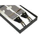 ELEGANT Suspenders Clip on and Button Option for Slacks or Suit Pants Silver - J.Valintin Men's Wear Legend - 80111
