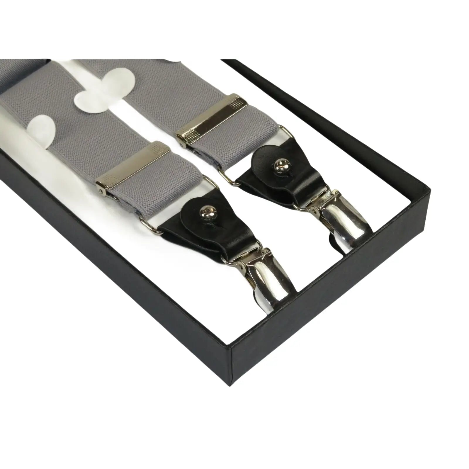 ELEGANT Suspenders Clip on and Button Option for Slacks or Suit Pants Silver - J.Valintin Men's Wear Legend - 80111