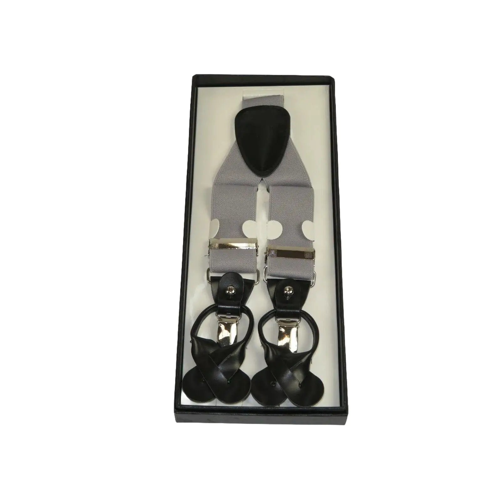 ELEGANT Suspenders Clip on and Button Option for Slacks or Suit Pants Silver - J.Valintin Men's Wear Legend - 80111
