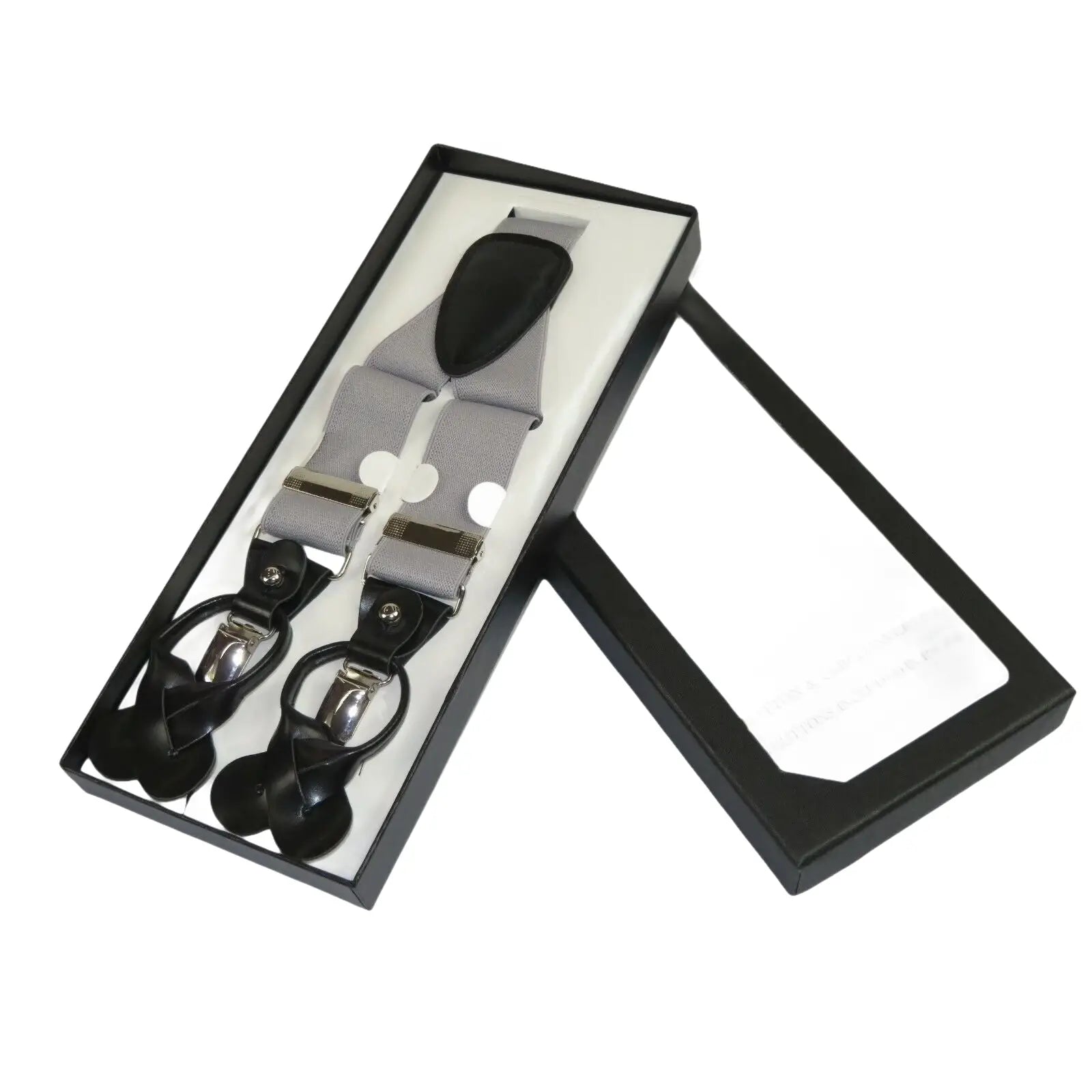 ELEGANT Suspenders Clip on and Button Option for Slacks or Suit Pants Silver - J.Valintin Men's Wear Legend - 80111
