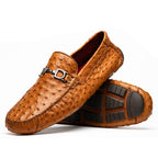 Bolonia Men's Animal Skin Slip On Classic Dress Shoes Brandy