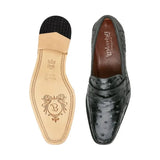 Belvedere Espada Ostrich Quill Penny Loafer Shoes Black