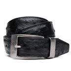 Domenico Men's Exotic Strich Dressy Adjustable Size Belt Black