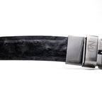 Domenico Men's Exotic Strich Dressy Adjustable Size Belt Black