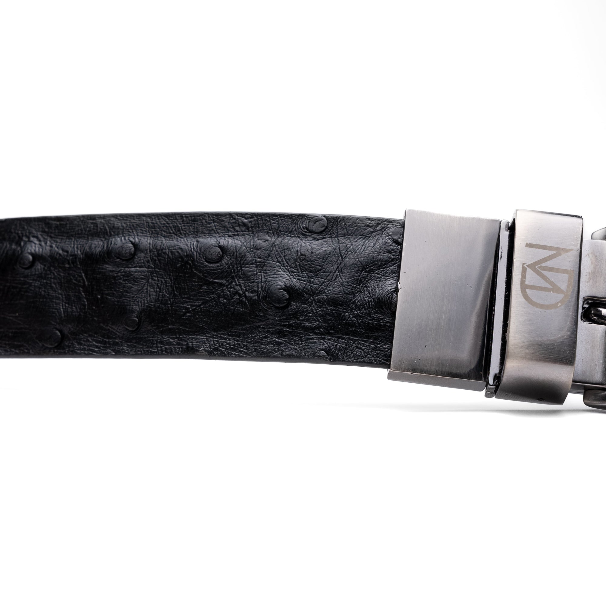 Domenico Men's Exotic Strich Dressy Adjustable Size Belt Black