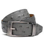 Domenico Genuine Exotic Ostrih Belt Gray