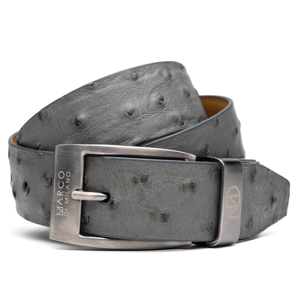 Domenico Genuine Exotic Ostrih Belt Gray