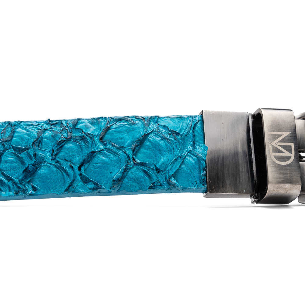 Olivieri Genuine Pirarucu Exotic Belt Caribbean Blue