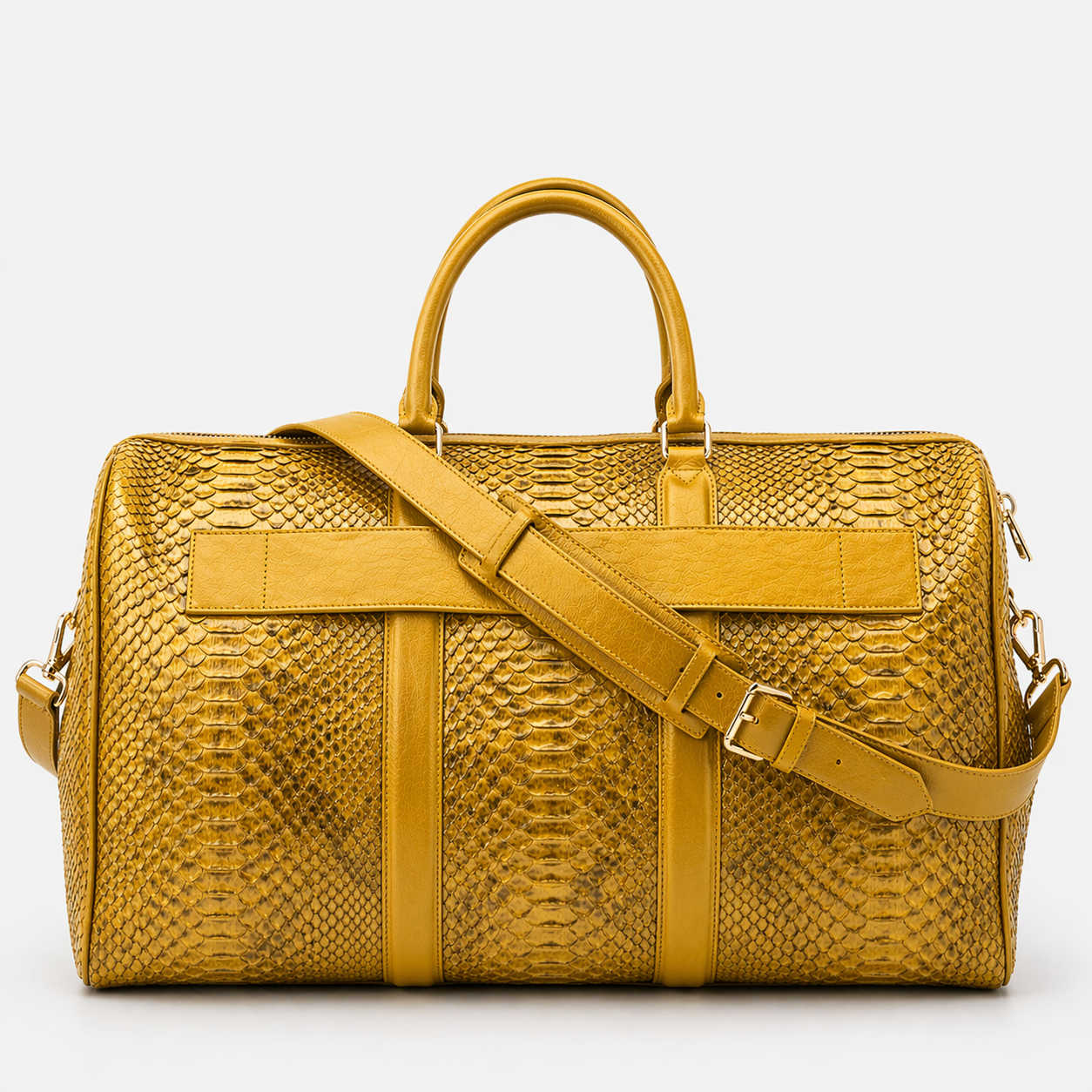 The Velar Yellow  Hand-Painted Python Leather Weekender Bag